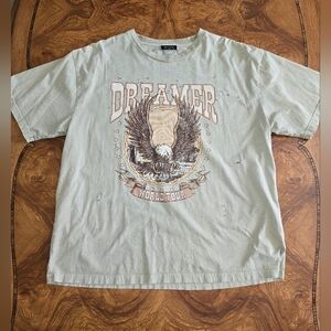 Zutter Dreamer World Tour Distressed Graphic Tee Oversized Womens M/L